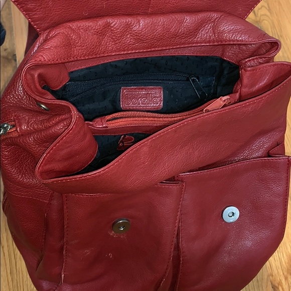 Vintage Red Borella Leather Backpack-Super Unique! - Picture 5 of 6